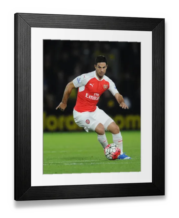 Framed Print : Mikel Arteta Leads Arsenal Against Watford in Premier League (2015 / 16)