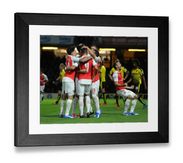 Framed Print : Arsenal's Olivier Giroud and Teammates Celebrate 2-0 Goal Against Watford in Barclays Premier League (2015 / 16)