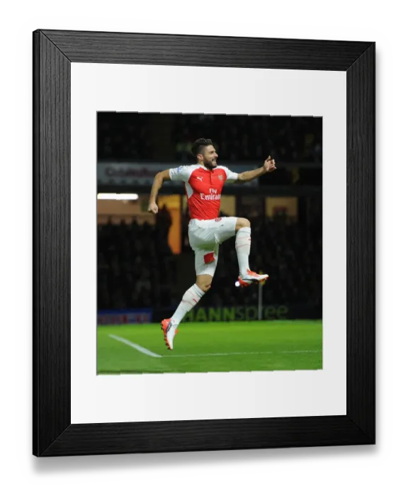 Framed Print : Olivier Giroud Scores Arsenal's Second Goal Against Watford (2015 / 16) Framed Print : Olivier Giroud Scores Arsenal's Second Goal Against Watford (2015 / 16)