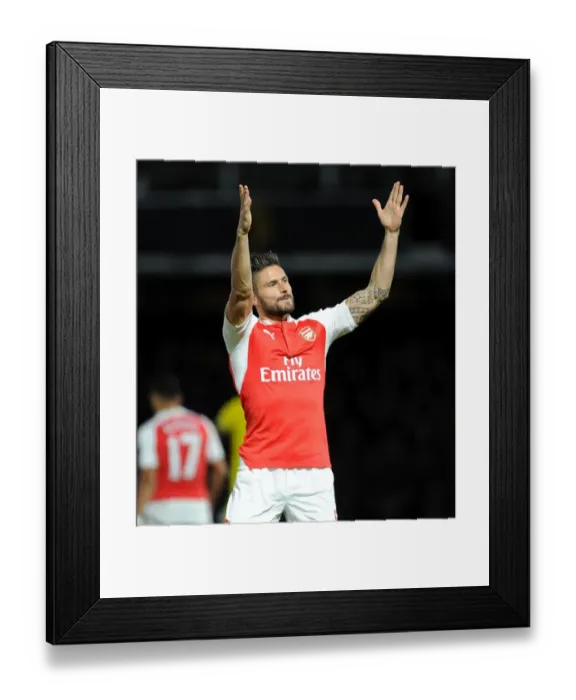 Framed Print : Arsenal's Dominant Performance: Olivier Giroud Scores Brace in 3-0 Crush of Watford
