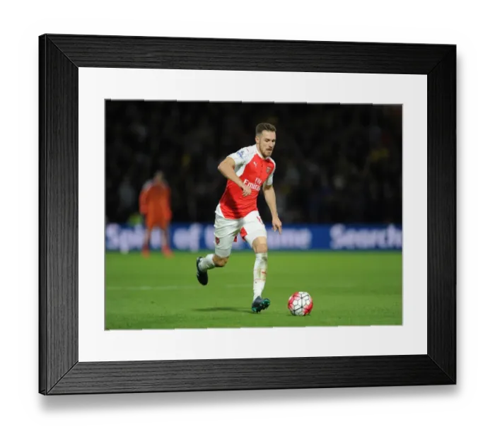 Framed Print : Aaron Ramsey (Arsenal). Watford 0: 3 Arsenal. Barclays Premier League. Vicarage Road