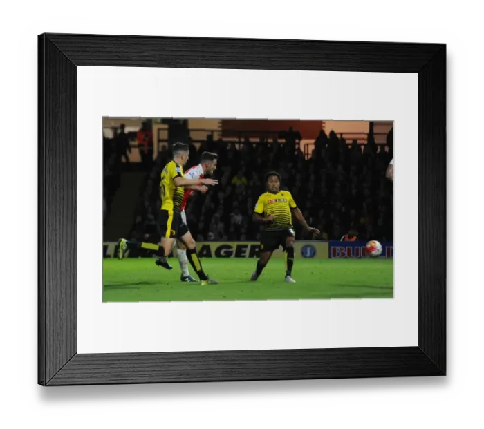 Framed Print : Aaron Ramsey Scores Thrilling Goal Against Craig Cathcart: Watford vs Arsenal, Premier League 2015 / 16