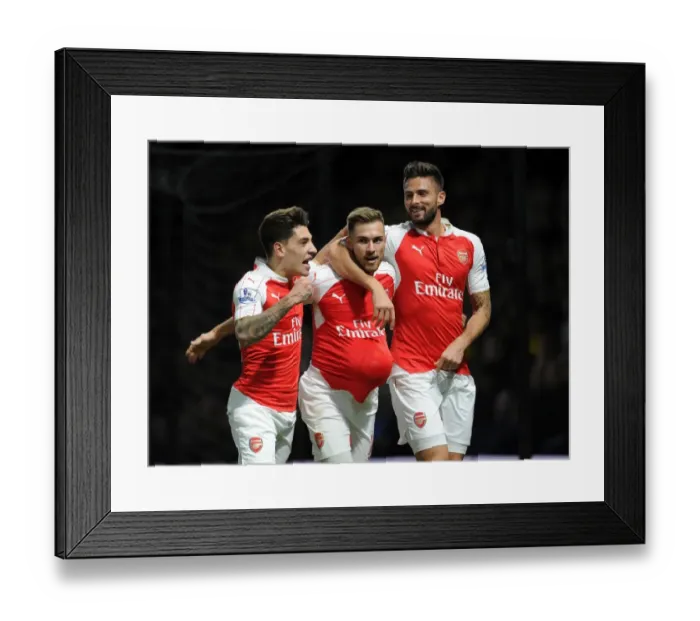 Framed Print : Arsenal's Triumph: Ramsey, Giroud, Bellerin in Glory: Celebrating Goals Against Watford (2015 / 16) Framed Print : Arsenal's Triumph: Ramsey, Giroud, Bellerin in Glory: Celebrating Goals Against Watford (2015 / 16)