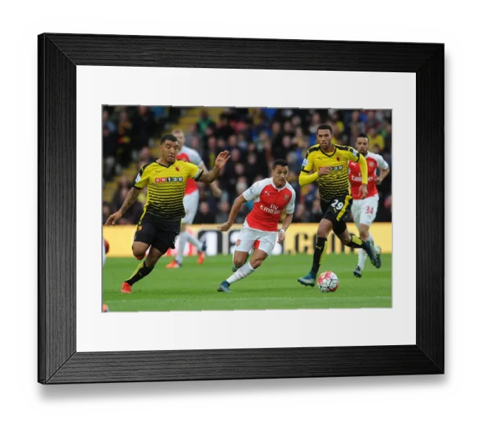 Framed Print : Clash at Vicarage Road: Sanchez vs Capoue and Deeney - Arsenal's Star Forward Tangles with Watford Duo