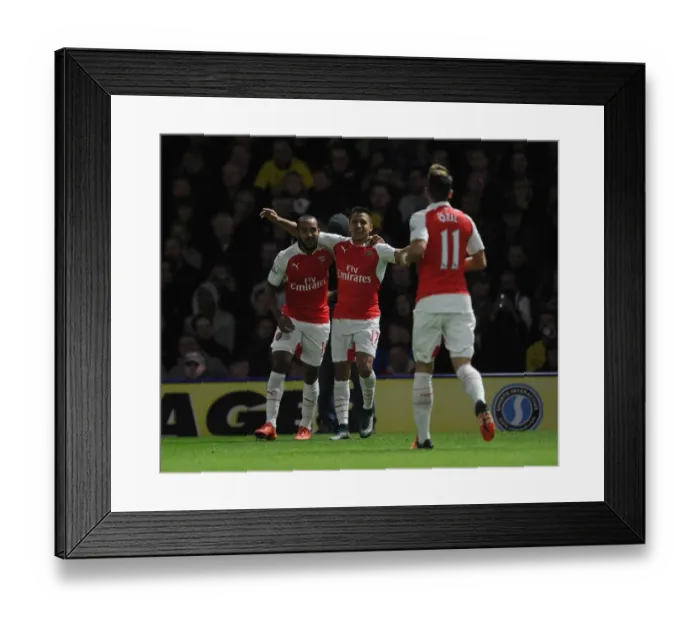 Framed Print : Celebrating Glory: Walcott, Sanchez, and Ozil's Unforgettable Goal Moment (Watford vs Arsenal, 2015 / 16) Framed Print : Celebrating Glory: Walcott, Sanchez, and Ozil's Unforgettable Goal Moment (Watford vs Arsenal, 2015 / 16)