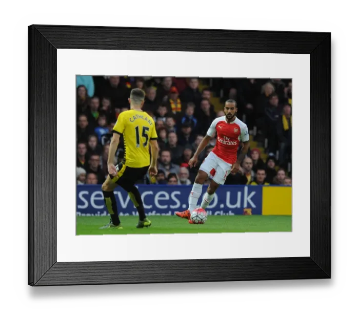 Framed Print : Theo Walcott (Arsenal). Watford 0: 3 Arsenal. Barclays Premier League. Vicarage Road