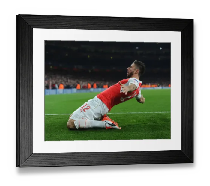Framed Print : Giroud's Stunner: Arsenal's Shocking Upset Against Bayern Munich in the Champions League, 2015 / 16 Framed Print : Giroud's Stunner: Arsenal's Shocking Upset Against Bayern Munich in the Champions League, 2015 / 16