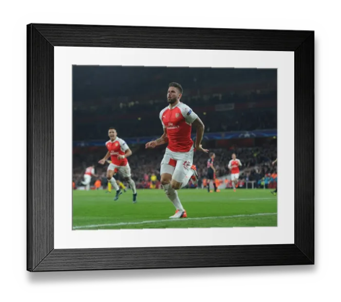 Framed Print : Thrilling Goal: Olivier Giroud Scores for Arsenal against FC Bayern Munchen, UEFA Champions League 2015 / 16 Framed Print : Thrilling Goal: Olivier Giroud Scores for Arsenal against FC Bayern Munchen, UEFA Champions League 2015 / 16