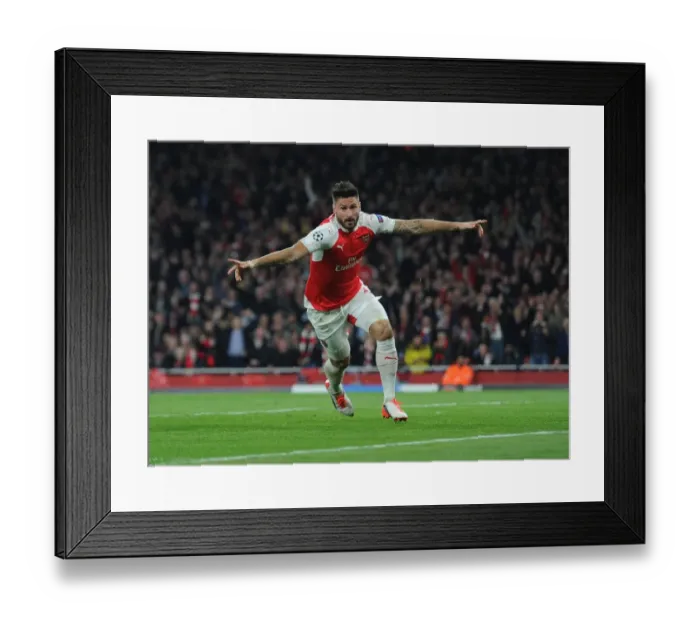 Framed Print : Giroud's Stunner: Arsenal's Shocking Upset of Bayern Munich in the Champions League, 2015 / 16