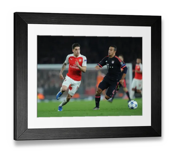 Framed Print : Bellerin vs. Thiago: A Champions League Showdown - Arsenal vs. Bayern Munich (2015 / 16)
