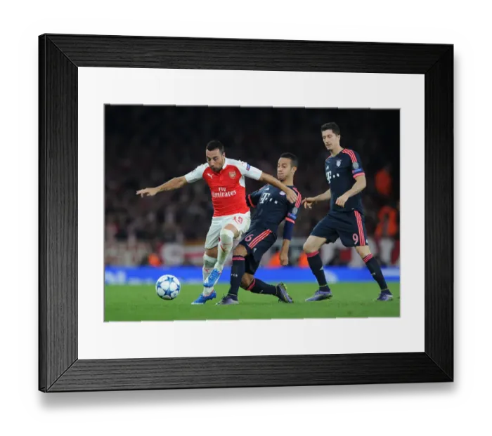 Framed Print : Clash of Midfield Maestros: Cazorla vs. Thiago (Arsenal vs. Bayern Munich, UEFA Champions League, 2015)