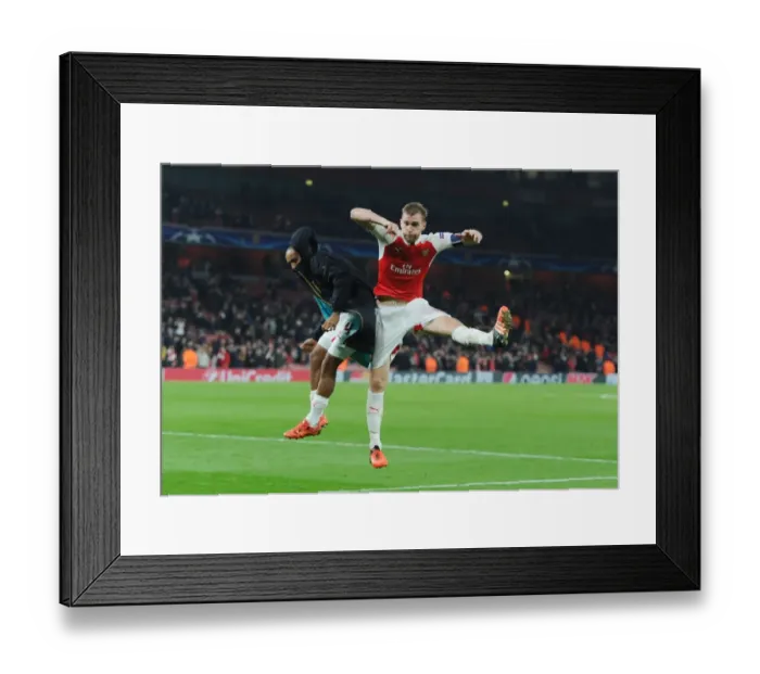 Framed Print : Arsenal Celebrates Champions League Victory Over Bayern Munich (2015 / 16): Theo Walcott and Per Mertesacker Rejoice Framed Print : Arsenal Celebrates Champions League Victory Over Bayern Munich (2015 / 16): Theo Walcott and Per Mertesacker Rejoice