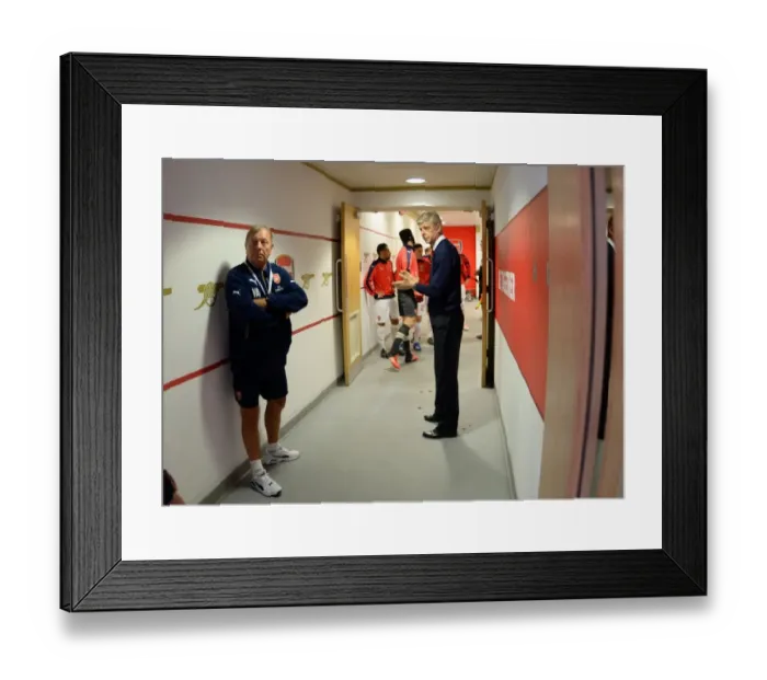 Framed Print : Arsene Wenger and Kit Man Vic Akers: Pre-Match Moment at Arsenal vs Everton, Premier League 2015 / 16 Framed Print : Arsene Wenger and Kit Man Vic Akers: Pre-Match Moment at Arsenal vs Everton, Premier League 2015 / 16