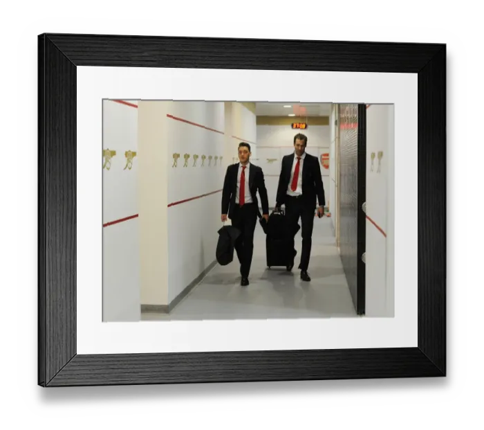 Framed Print : Arsenal FC: Ozil and Cech in the Home Changing Room - Arsenal vs Everton, 2015 / 16 Premier League Framed Print : Arsenal FC: Ozil and Cech in the Home Changing Room - Arsenal vs Everton, 2015 / 16 Premier League