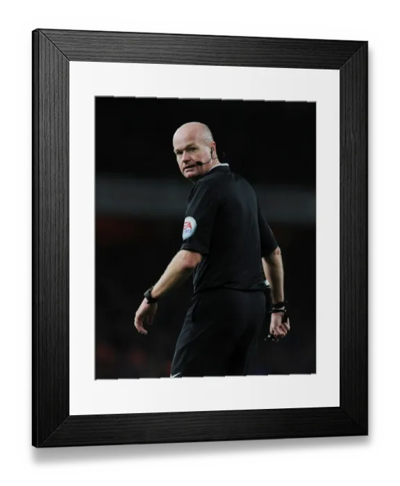 Framed Print : Referee Lee Mason Overssees Arsenal vs. Everton Clash in the Premier League, 2015 Framed Print : Referee Lee Mason Overssees Arsenal vs. Everton Clash in the Premier League, 2015