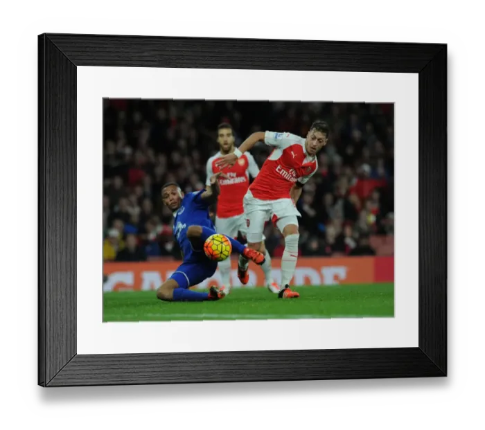 Framed Print : Arsenal vs Everton: Ozil vs Galloway - Premier League Clash at Emirates Stadium (2015 / 16)