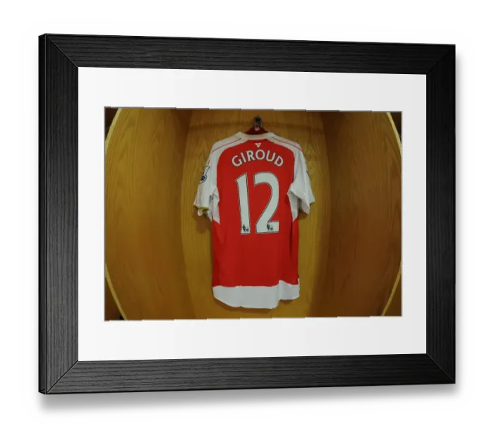 Framed Print : Arsenal's Olivier Giroud: Pre-Match Focus in the Changing Room (2015 / 16)