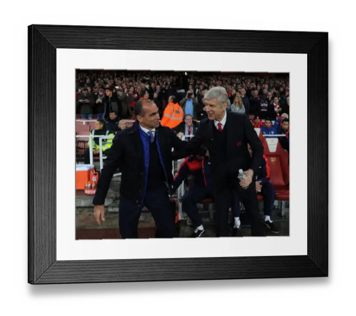 Framed Print : Arsene Wenger vs. Roberto Martinez: Pre-Match Face-Off at Arsenal vs. Everton (2015 / 16) Framed Print : Arsene Wenger vs. Roberto Martinez: Pre-Match Face-Off at Arsenal vs. Everton (2015 / 16)