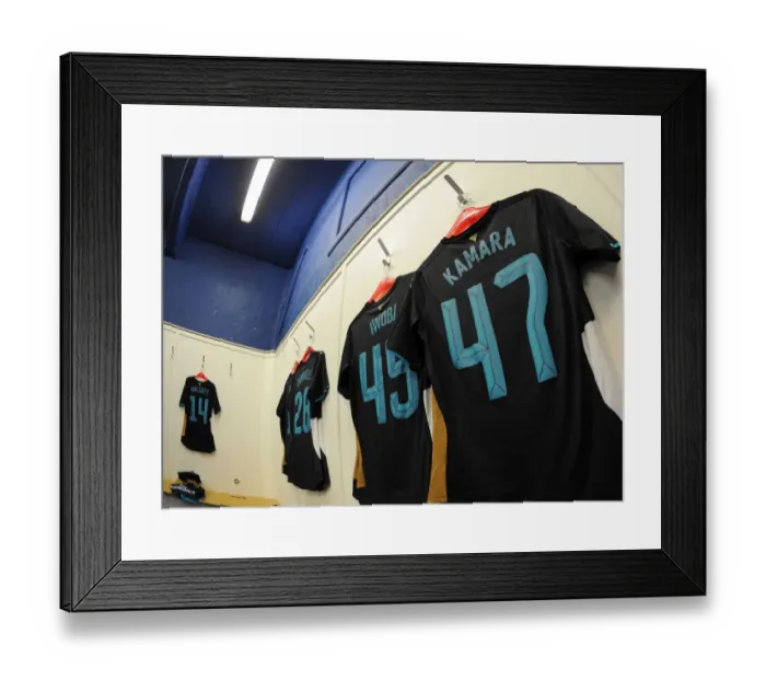 Framed Print : Arsenal's Preparations: Arsenal Kit on Display at Sheffield Wednesday's Hillsborough Stadium for Capital One Cup Match Framed Print : Arsenal's Preparations: Arsenal Kit on Display at Sheffield Wednesday's Hillsborough Stadium for Capital One Cup Match