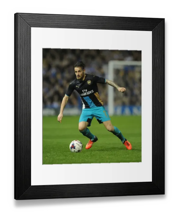 Framed Print : Mathieu Debuchy in Action: Arsenal vs. Sheffield Wednesday, Capital One Cup 2015-16