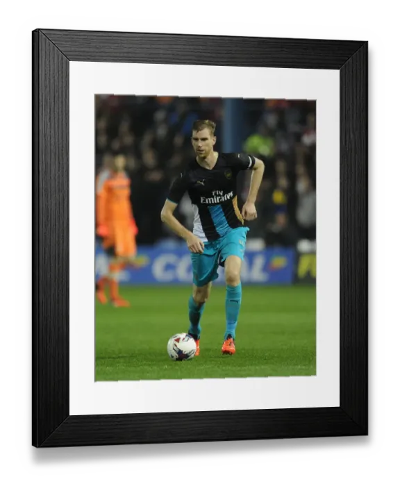 Framed Print : Per Mertesacker in Action: Arsenal vs. Sheffield Wednesday, Capital One Cup 2015-16