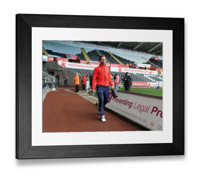 Framed Print : Nacho Monreal Arrives at Swansea City's Liberty Stadium Ahead of Arsenal's Premier League Showdown (2015-16)