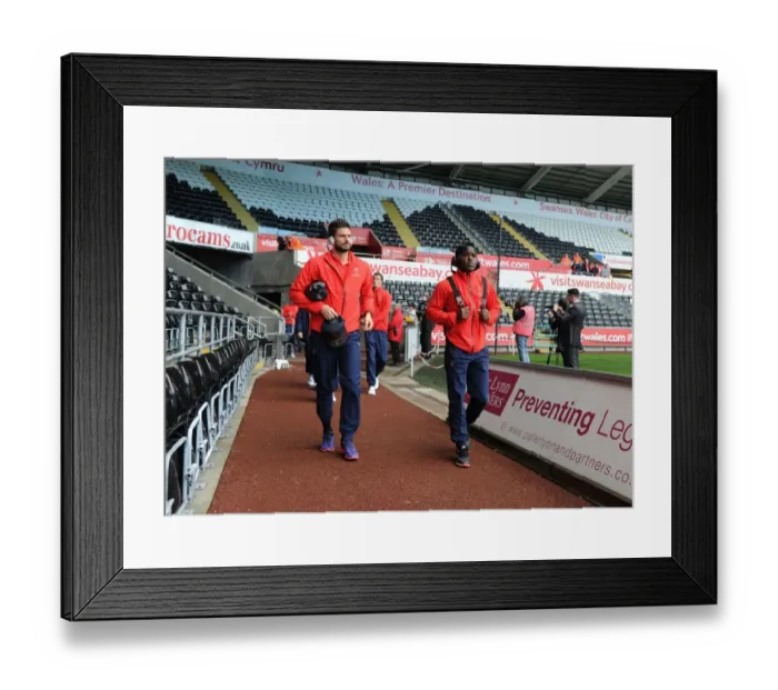 Framed Print : Arsenal Players Arrive at Swansea's Liberty Stadium for 2015-16 Premier League Match