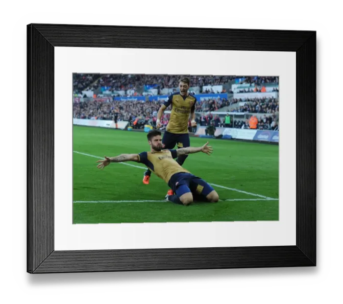 Framed Print : Arsenal's Giroud and Ozil Celebrate Goal: Swansea City vs. Arsenal, 2015-16 Premier League Framed Print : Arsenal's Giroud and Ozil Celebrate Goal: Swansea City vs. Arsenal, 2015-16 Premier League