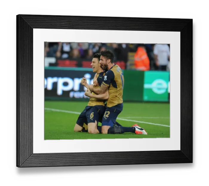 Framed Print : Arsenal's Koscielny and Giroud Celebrate Goals Against Swansea City (2015-16)