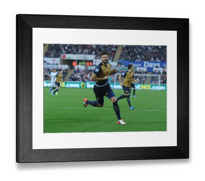 Framed Print : Olivier Giroud's First Goal: Swansea City vs. Arsenal, 2015-16 Premier League