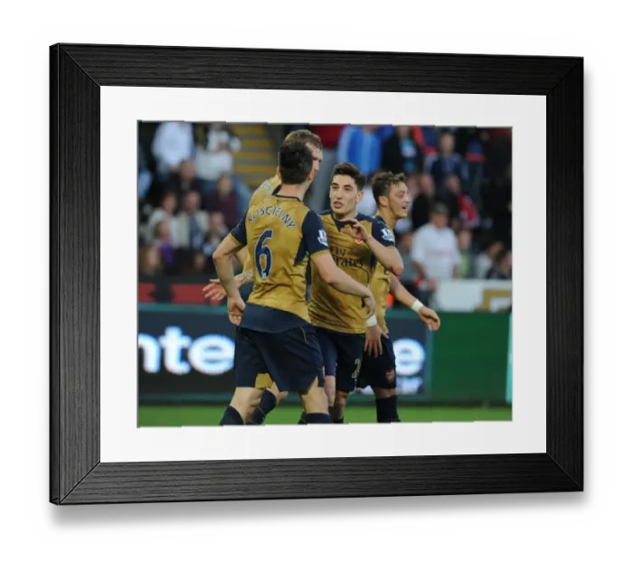 Framed Print : Koscielny Scores Second Goal: Arsenal's Victory Celebration vs Swansea City (2015-16)