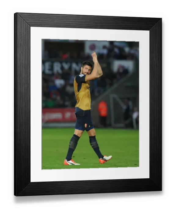 Framed Print : Olivier Giroud Bids Emotional Farewell to Arsenal Fans in Swansea City Match, 2015-16 Premier League