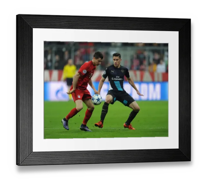 Framed Print : Gabriel vs. Lewandowski: A Battle in the UEFA Champions League - Arsenal vs. Bayern Munich (November 2015) Framed Print : Gabriel vs. Lewandowski: A Battle in the UEFA Champions League - Arsenal vs. Bayern Munich (November 2015)