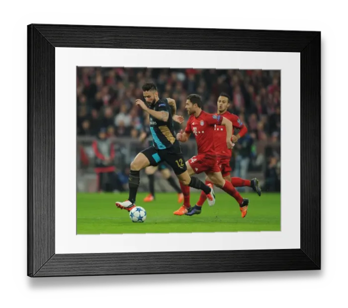 Framed Print : Olivier Giroud vs. Bayern Munich: Arsenal's Star Forward Faces Tough Challenge in Champions League Framed Print : Olivier Giroud vs. Bayern Munich: Arsenal's Star Forward Faces Tough Challenge in Champions League