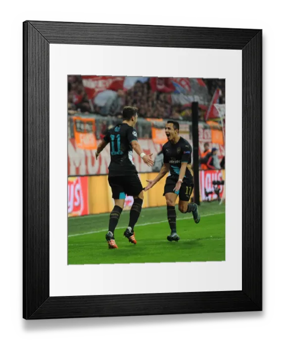 Framed Print : Mesut Ozil's Disallowed Goal: Bayern Munich vs. Arsenal, UEFA Champions League, 2015
