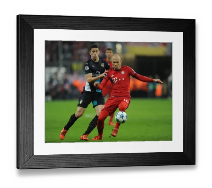 Framed Print : Clash of Champions League Titans: Gabriel vs. Robben