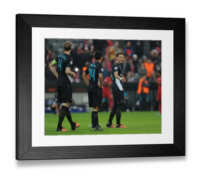 Framed Print : Arsenal's Trio: Facing Bayern Munich in Champions League Showdown Framed Print : Arsenal's Trio: Facing Bayern Munich in Champions League Showdown