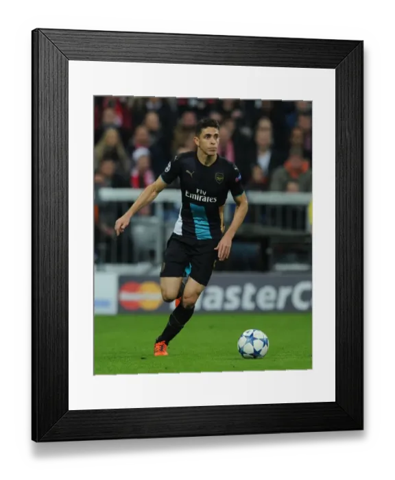 Framed Print : Arsenal's Gabriel: Unyielding Defiance Against Bayern Munich in Champions League Clash (2015-16) Framed Print : Arsenal's Gabriel: Unyielding Defiance Against Bayern Munich in Champions League Clash (2015-16)