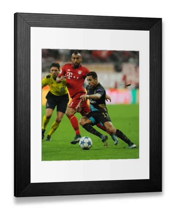 Framed Print : Clash of Titans: Sanchez vs. Vidal - Bayern Munich vs. Arsenal, UEFA Champions League 2015-16: A Battle at Allianz Arena