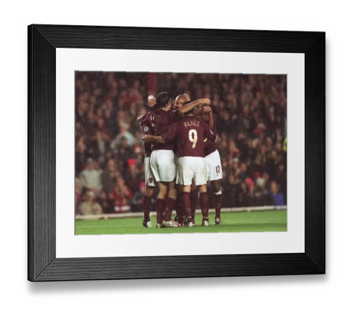 Framed Print : Thierry Henry and Robert Pires Celebrate Arsenal's First Goal in 3:0 Victory over Sparta Prague, UEFA Champions League, Highbury, London, 2005