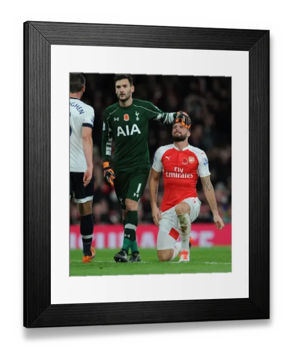 Framed Print : Giroud vs. Lloris: Intense Face-Off in the Arsenal vs. Tottenham Clash (2015-16 Premier League)