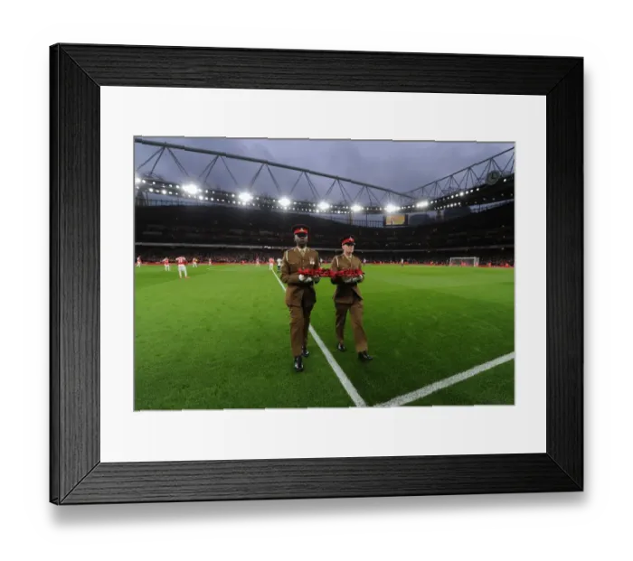 Framed Print : Arsenal and Tottenham Honor Remembrance Day with Wreath-Laying Ceremony at Emirates Stadium