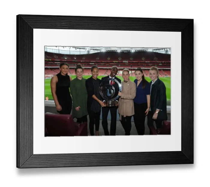Framed Print : Arsenal Ladies and Mo Farah Celebrate Continental Cup Victory Ahead of Arsenal vs. Tottenham Match