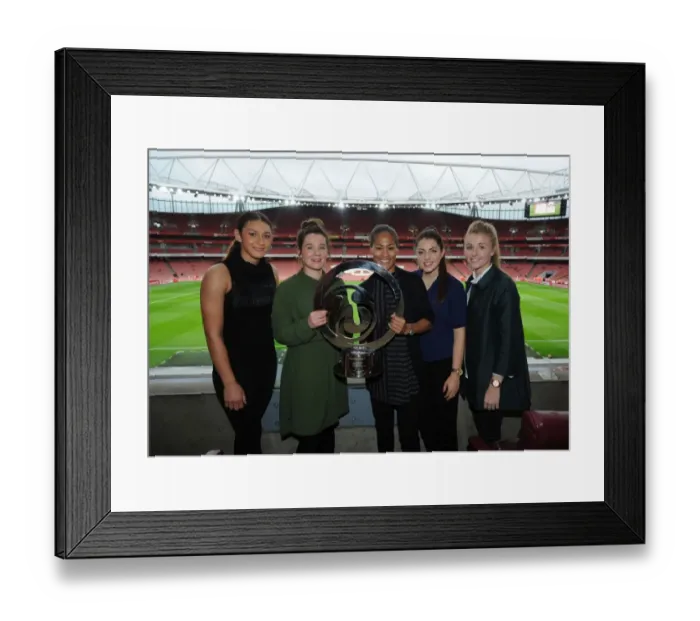 Framed Print : Arsenal Ladies Celebrate Continental Cup Victory Ahead of Arsenal vs. Tottenham Match