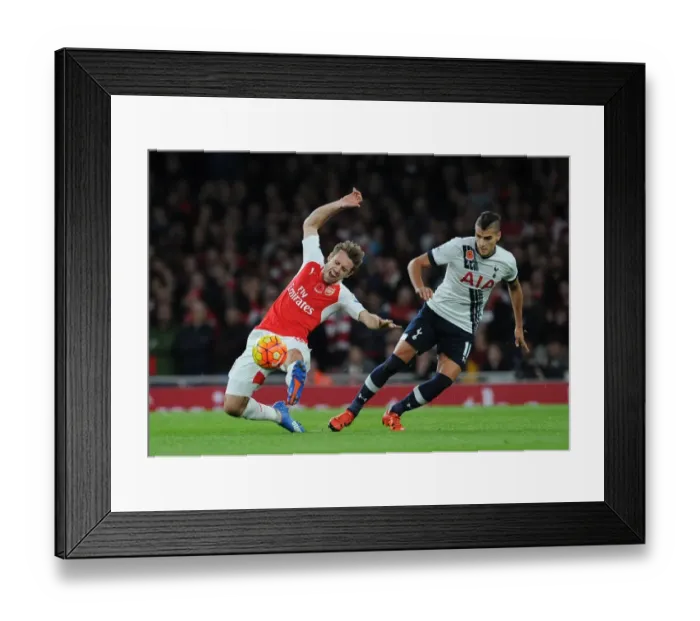 Framed Print : Monreal vs. Lamela: Intense Rivalry Unfolds in the Arsenal vs. Tottenham Clash, Premier League 2015-16