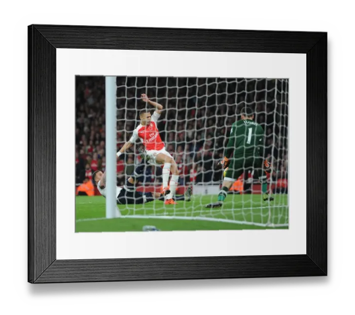 Framed Print : Dramatic Last-Minute Goal: Kieran Gibbs Scores for Arsenal Against Tottenham in the 2015-16 Premier League Framed Print : Dramatic Last-Minute Goal: Kieran Gibbs Scores for Arsenal Against Tottenham in the 2015-16 Premier League