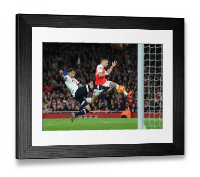 Framed Print : Kieran Gibbs Scores Dramatic Goal: Arsenal vs. Tottenham Rivalry (2015-16)