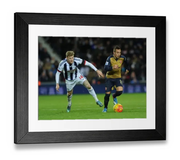 Framed Print : Battle in the Midfield: Santi Cazorla vs. James McClean - Arsenal vs. West Bromwich Albion (Premier League 2015-16)