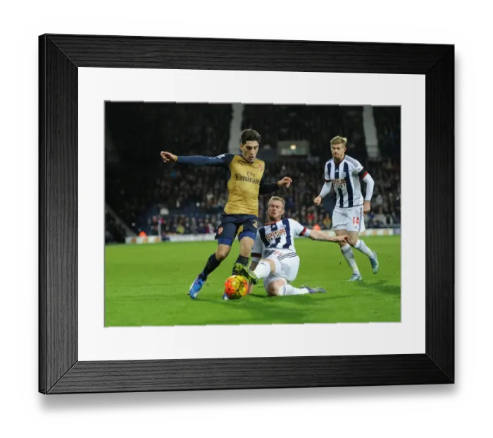 Framed Print : Bellerin vs. Fletcher: Intense Tackle in West Bromich Albion vs. Arsenal, 2015-16 Premier League