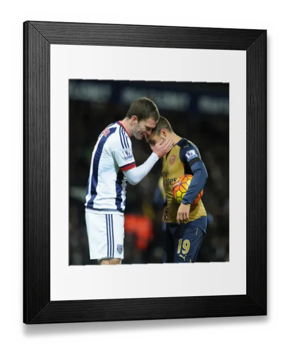 Framed Print : The Penalty Showdown: A Moment of Sportsmanship Between Santi Cazorla and Craig Gardner (West Bromwich Albion vs. Arsenal, 2015-16)